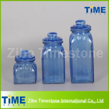 Square Shape Spray Color Glass Jar Set